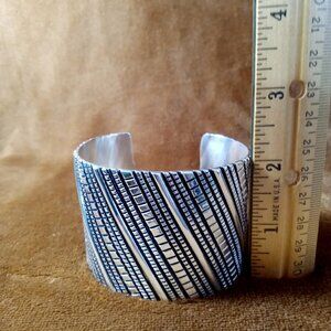 NAVAJO Tillie Jon Extra Wide and Heavy Stamped Sterling Silver Cuff Bracelet